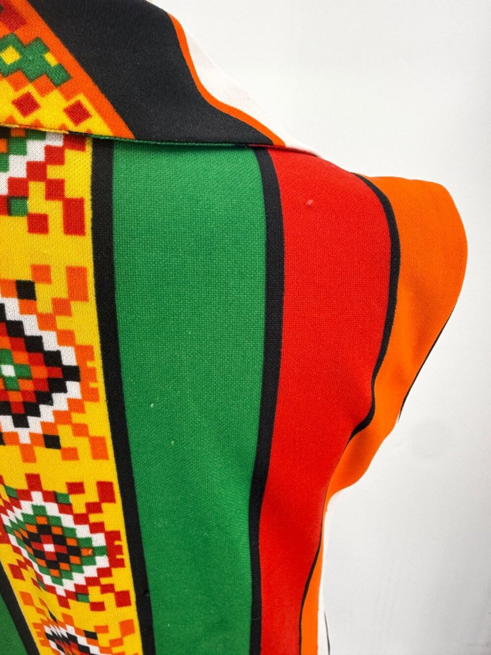 Vintage Jonathan Logan Dress Orange Green Aztec Boho Mini Mod 70s - Picture 7 of 12
